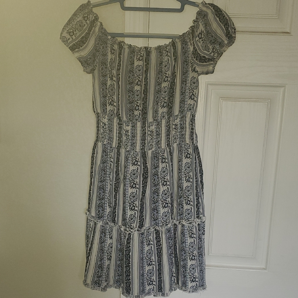 Justify Blue and White Floral Mini Dress Small